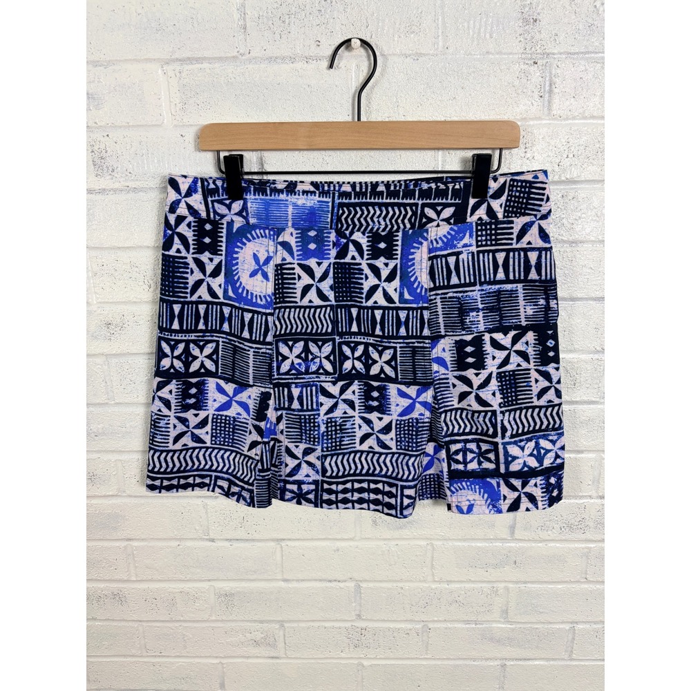 RipSkirt Hawaii Wrap Skirt Women M Blue White Geometric Print Length 1 Cover Up